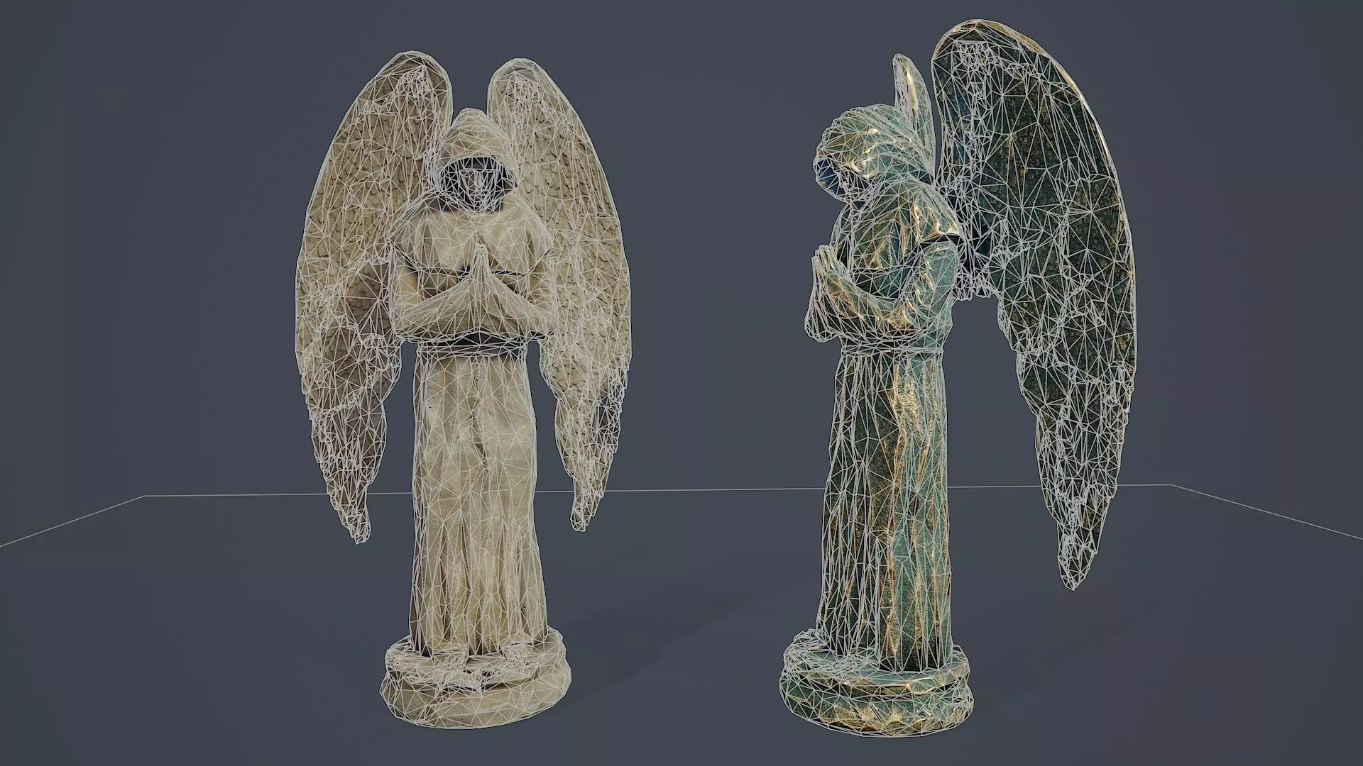 Monk Angel Statue PBR Low-poly 3D model_6