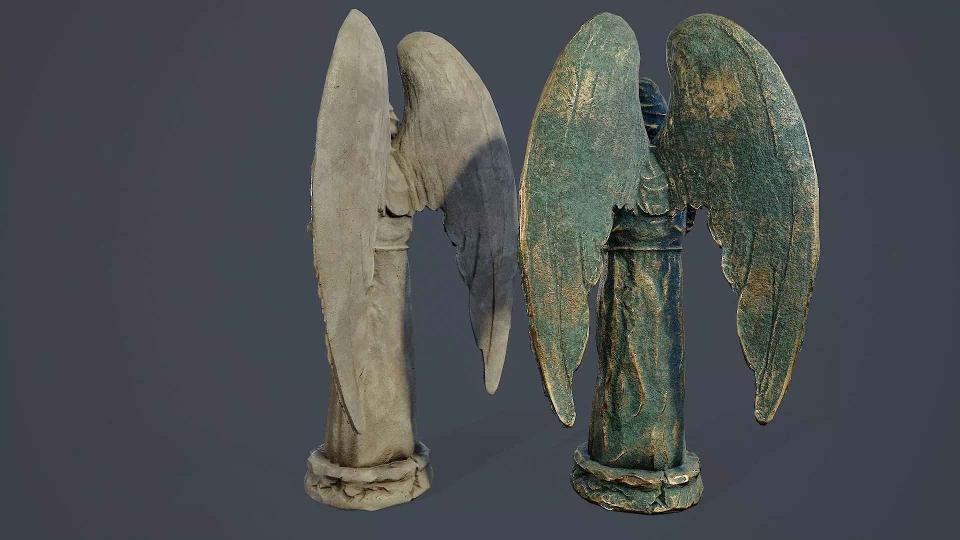 Monk Angel Statue PBR Low-poly 3D model_2