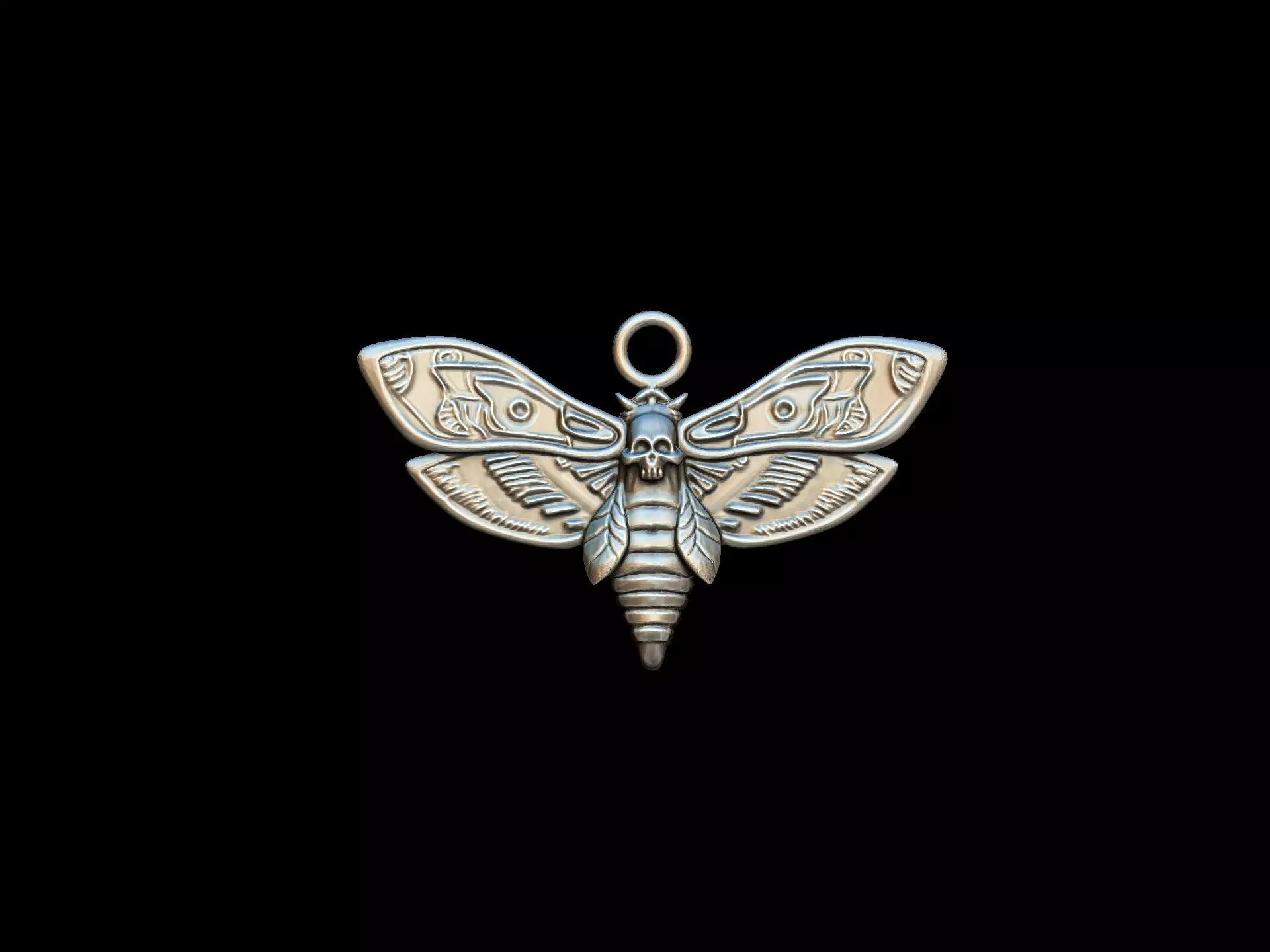Gothic Moth Pendant 3D print model_0