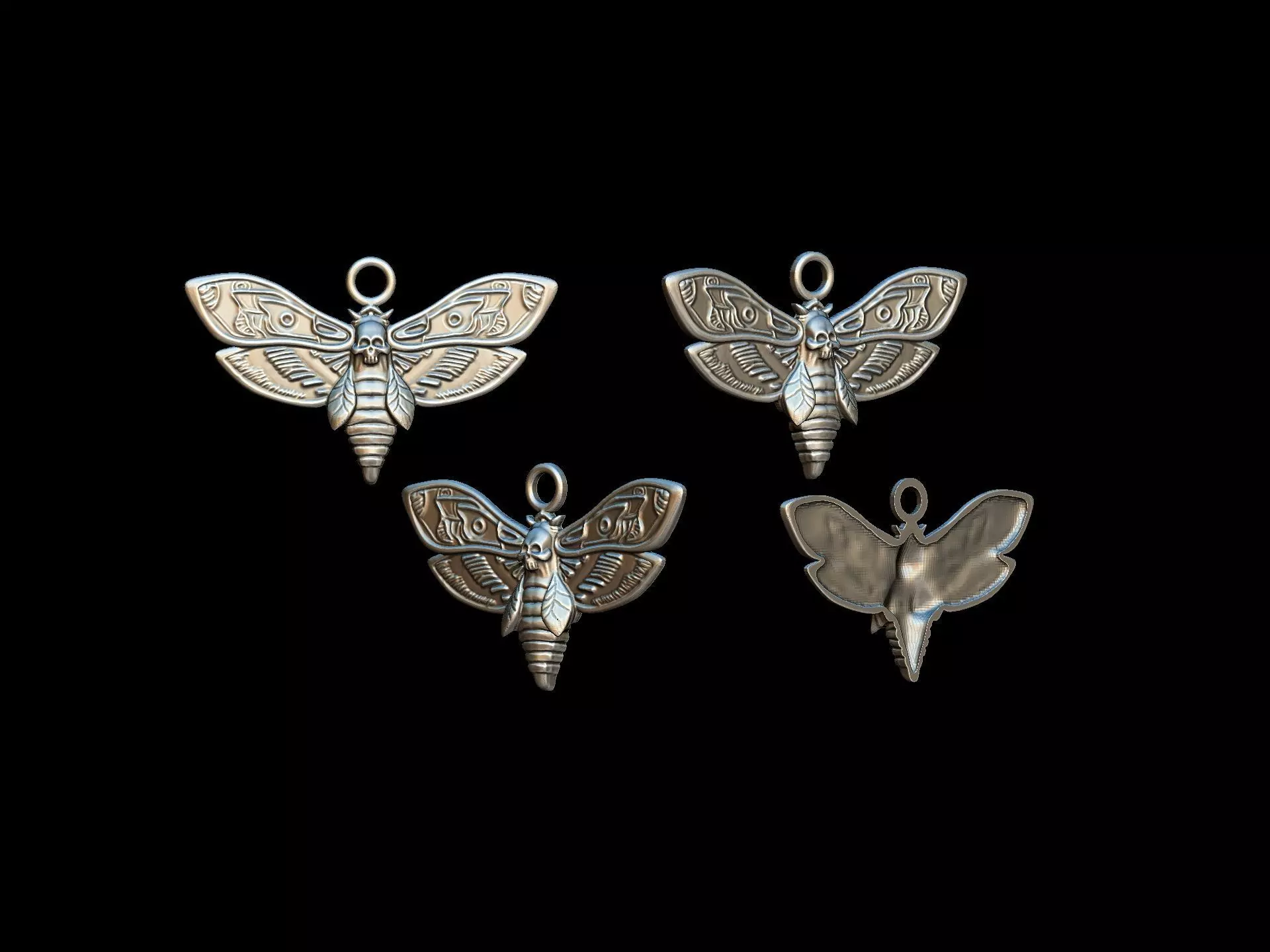 Gothic Moth Pendant 3D print model_2