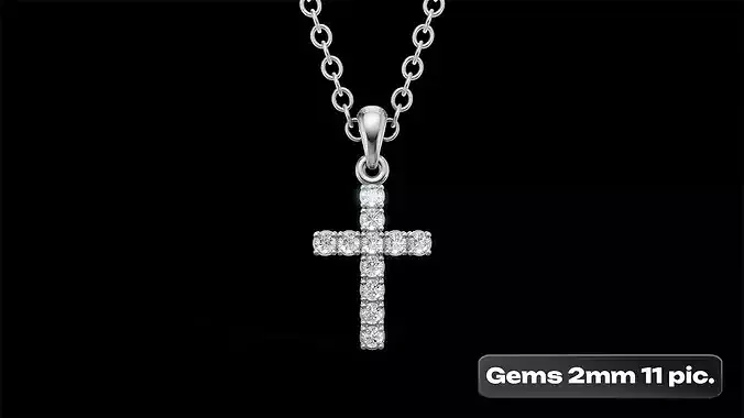 Diamond Cross Pendant 2mm 11 pices