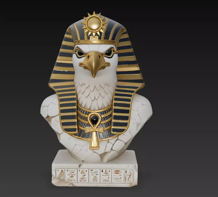 Falcon Pharaoh Guardian - Egyptian God Bust Sculpture 3D Model 3D print model