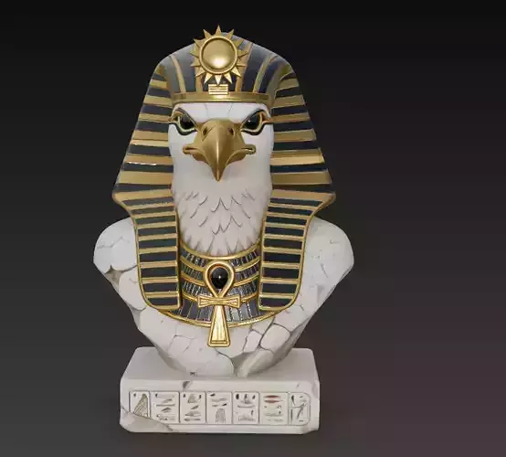 Falcon Pharaoh Guardian - Egyptian God Bust Sculpture 3D Model