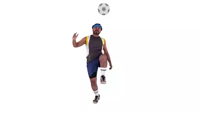 Football Player 3D Scanned Model Bicycle Kick Action Pose