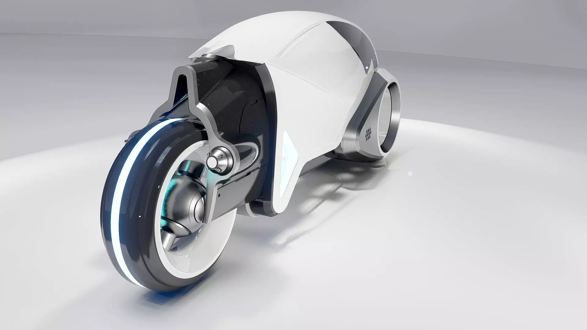 Tron Legacy White Light Cycle Low-poly 3D model_1