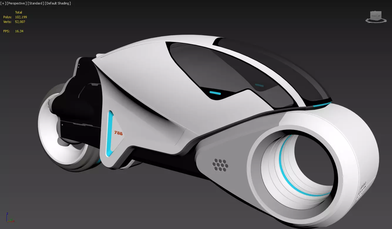 Tron Legacy White Light Cycle Low-poly 3D model_10