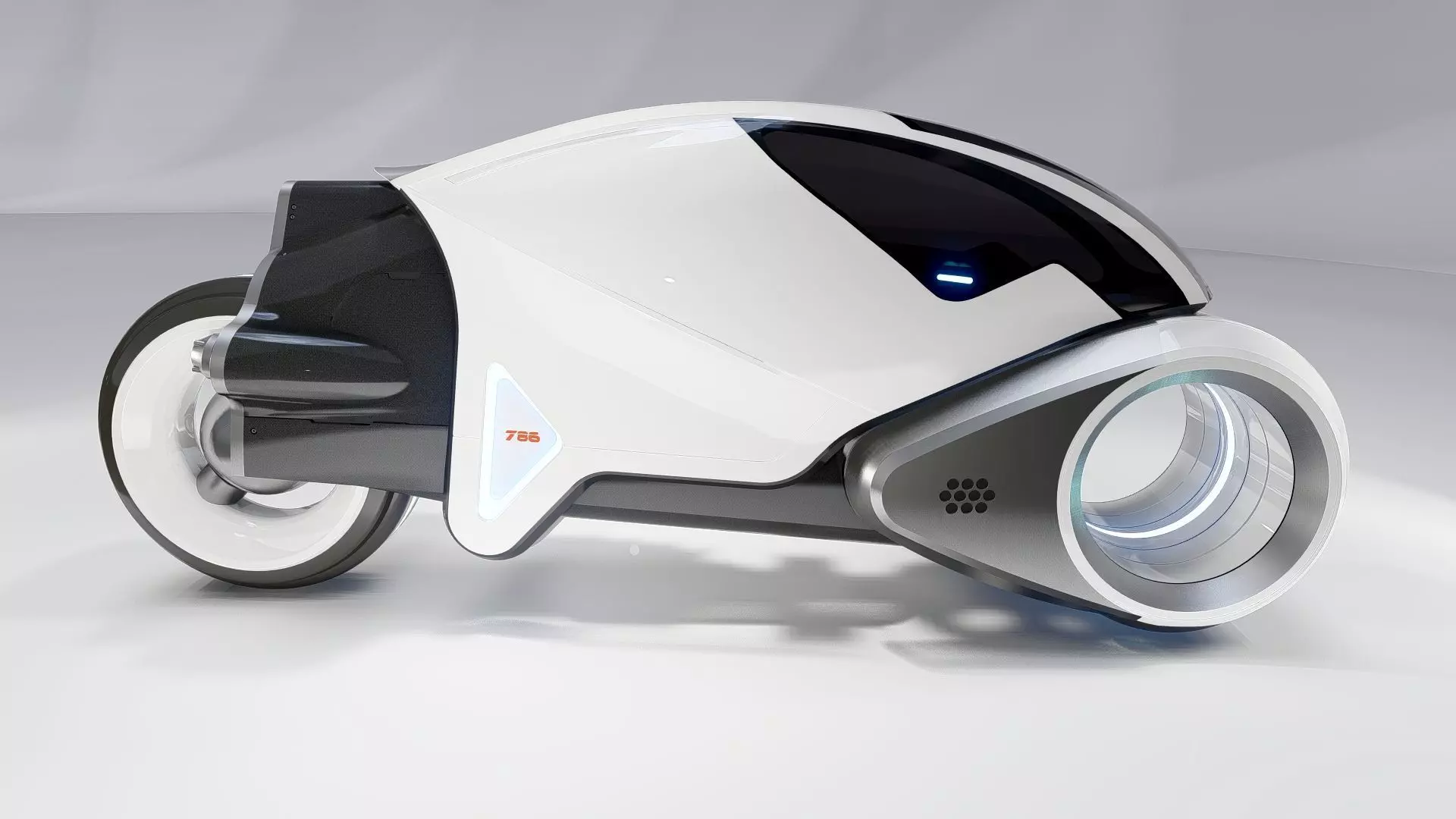 Tron Legacy White Light Cycle Low-poly 3D model_6