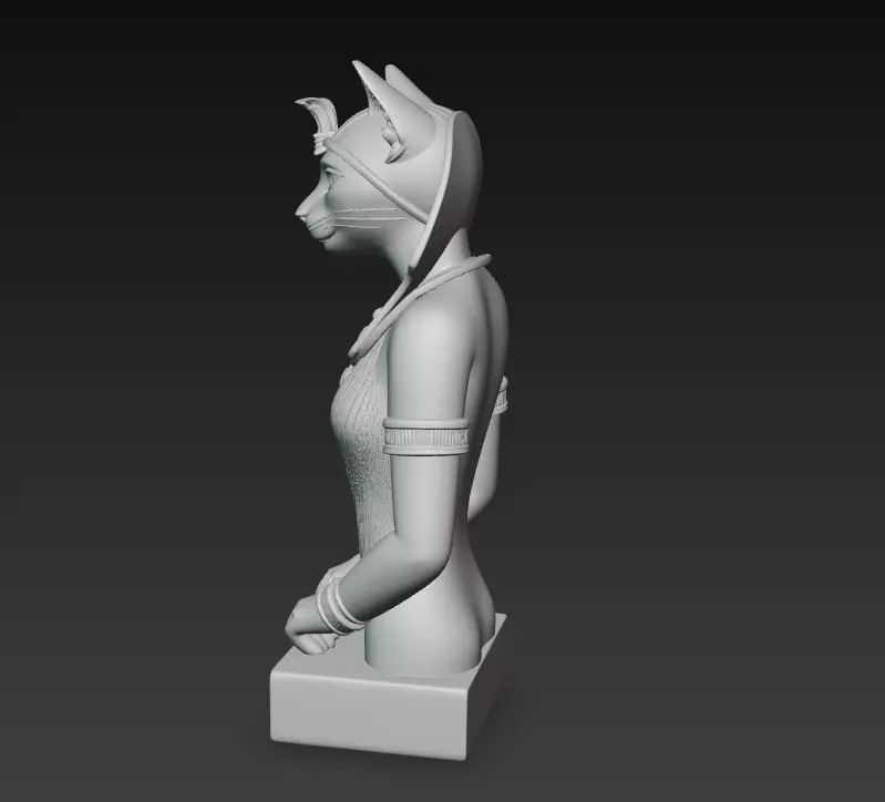 Egyptian Cat Goddess Bastet - Royal Black Feline Pharaoh 3D print model_1