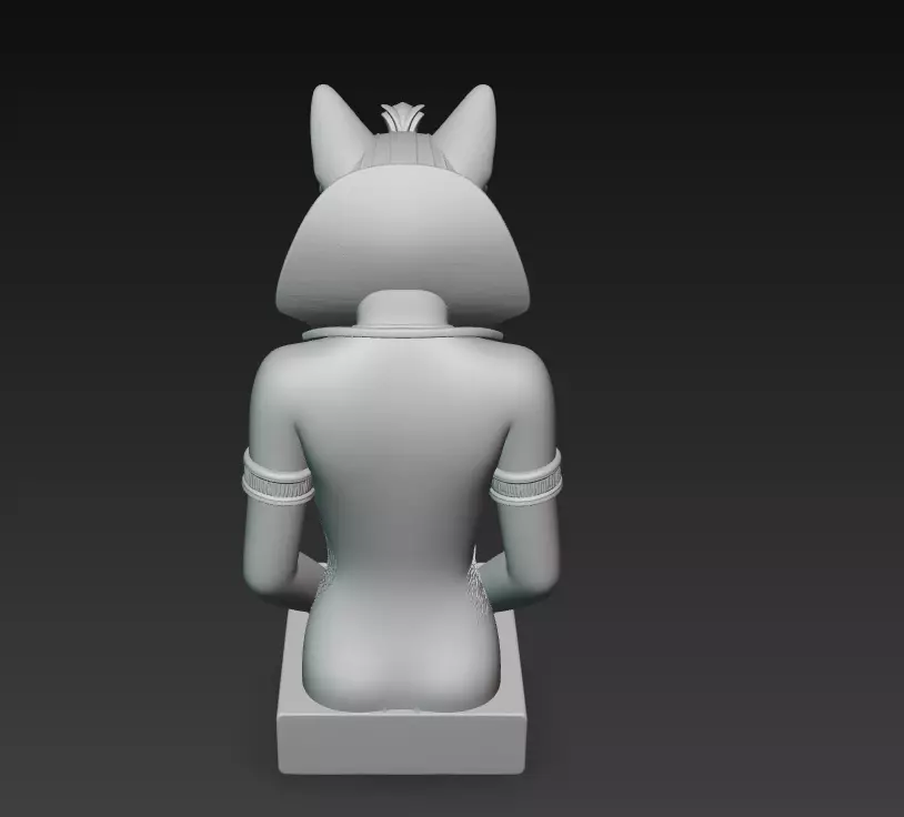 Egyptian Cat Goddess Bastet - Royal Black Feline Pharaoh 3D print model_3