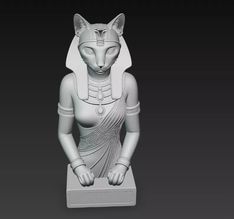 Egyptian Cat Goddess Bastet - Royal Black Feline Pharaoh 3D print model_4