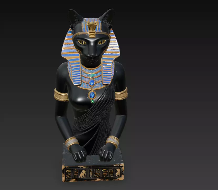 Egyptian Cat Goddess Bastet - Royal Black Feline Pharaoh 3D print model_0