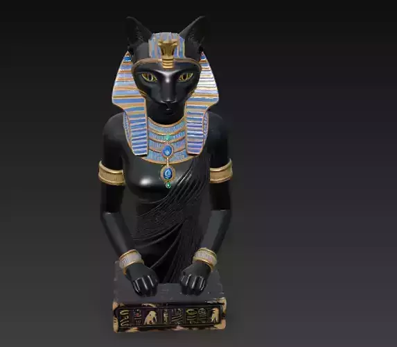Egyptian Cat Goddess Bastet - Royal Black Feline Pharaoh