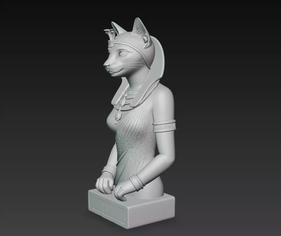 Egyptian Cat Goddess Bastet - Royal Black Feline Pharaoh 3D print model_6