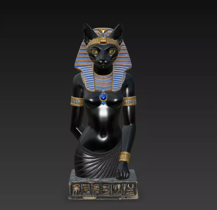 Egyptian Cat Goddess Bastet - Black Pharaoh Style Sculpture 3D print model