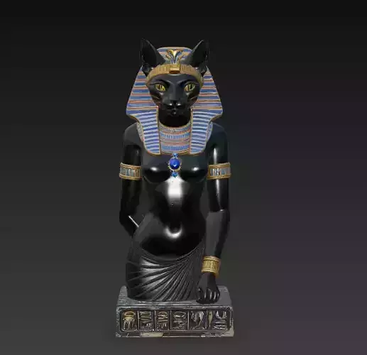 Egyptian Cat Goddess Bastet - Black Pharaoh Style Sculpture
