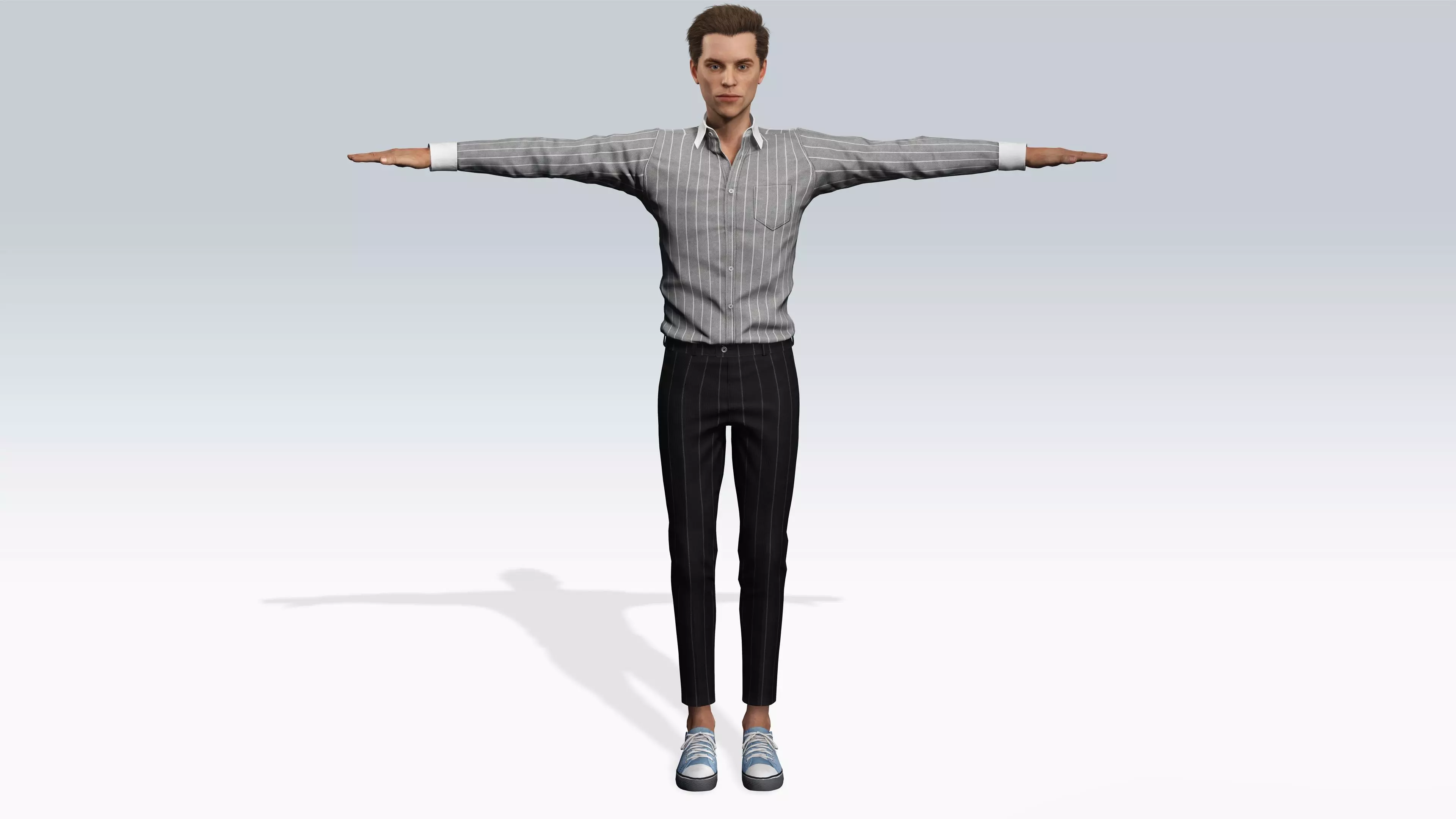 Realistic Male Character Stylish Outfit 3D model_0