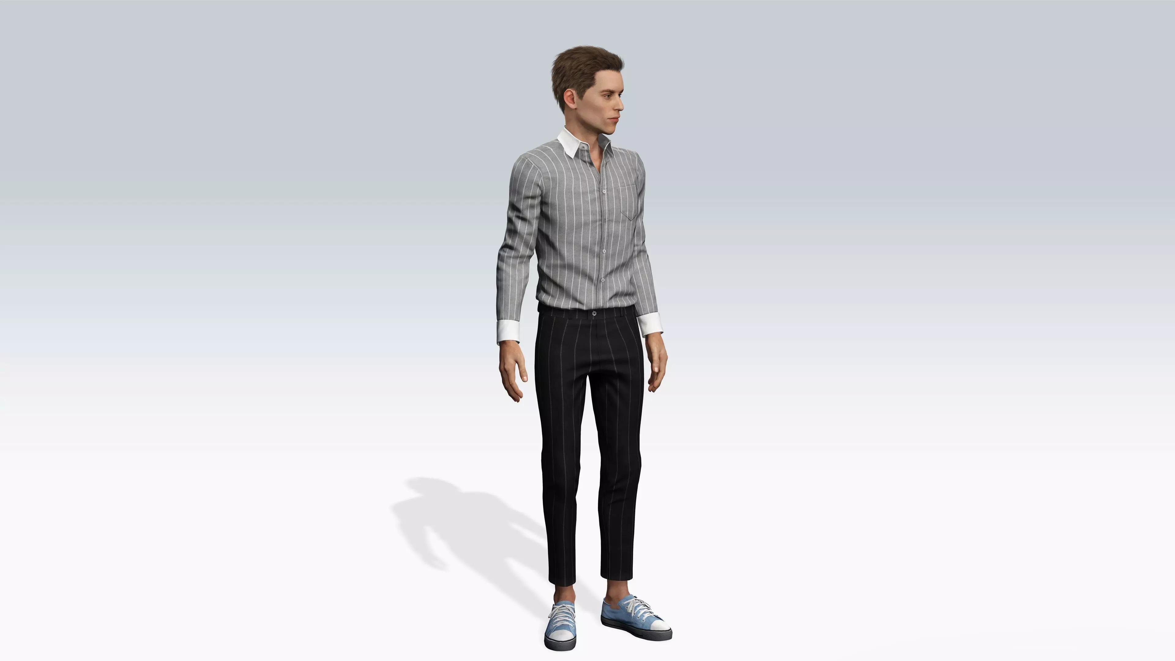 Realistic Male Character Stylish Outfit 3D model_1