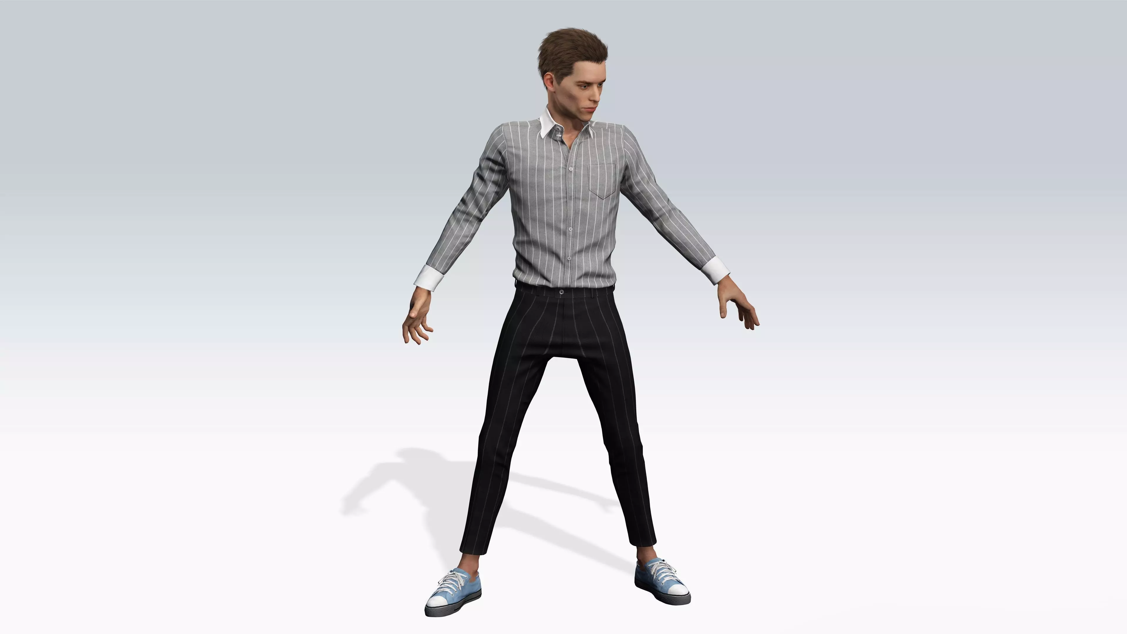 Realistic Male Character Stylish Outfit 3D model_8