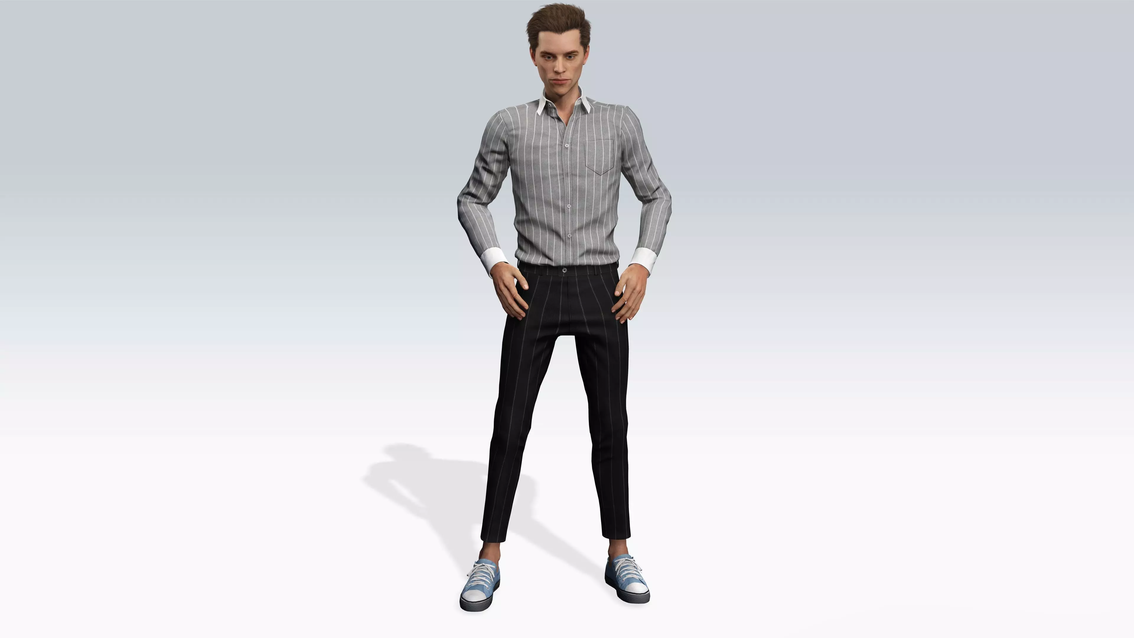 Realistic Male Character Stylish Outfit 3D model_9