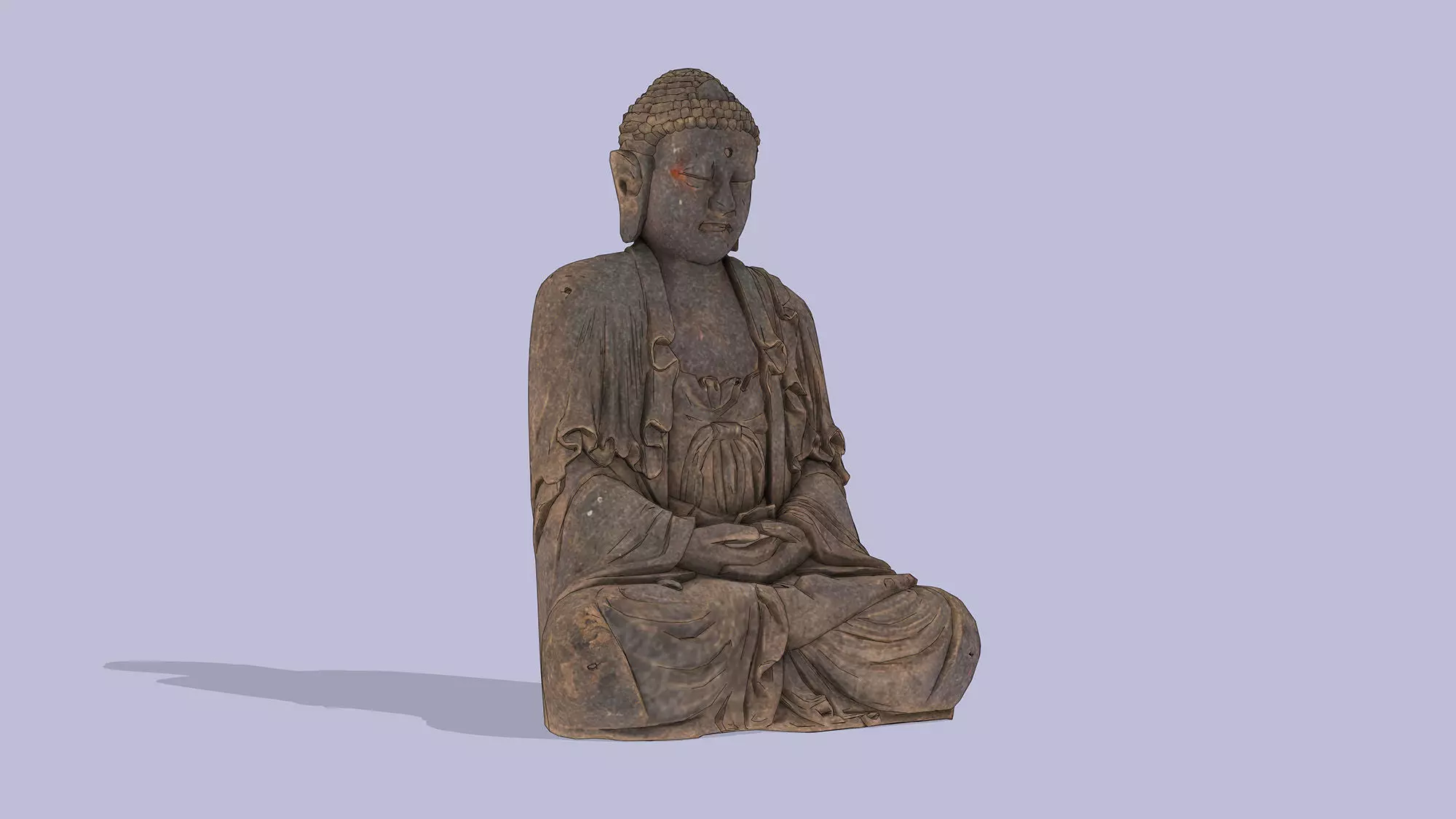 Traditional Stone Buddha Statue Low-poly 3D model_3