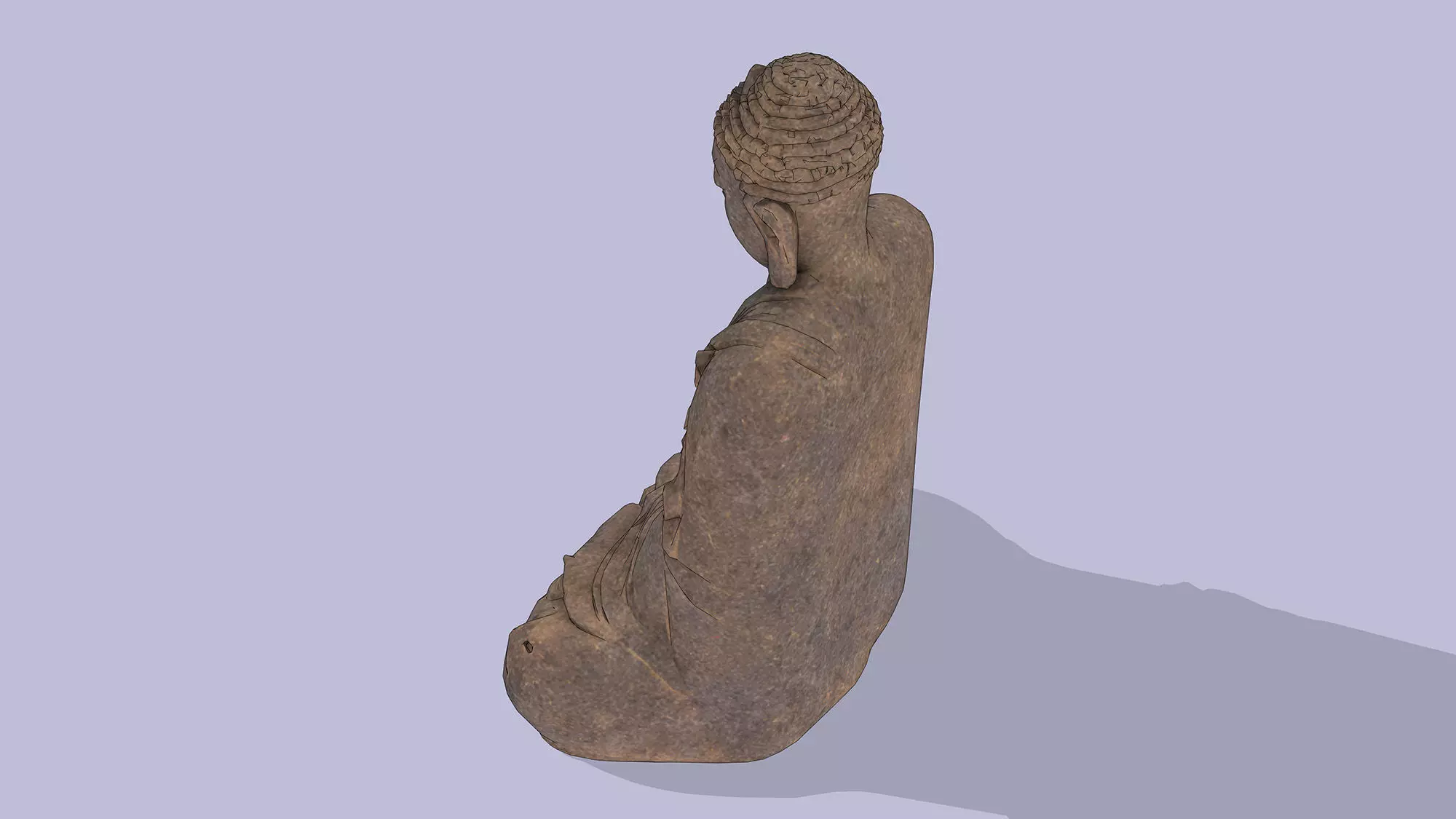 Traditional Stone Buddha Statue Low-poly 3D model_4