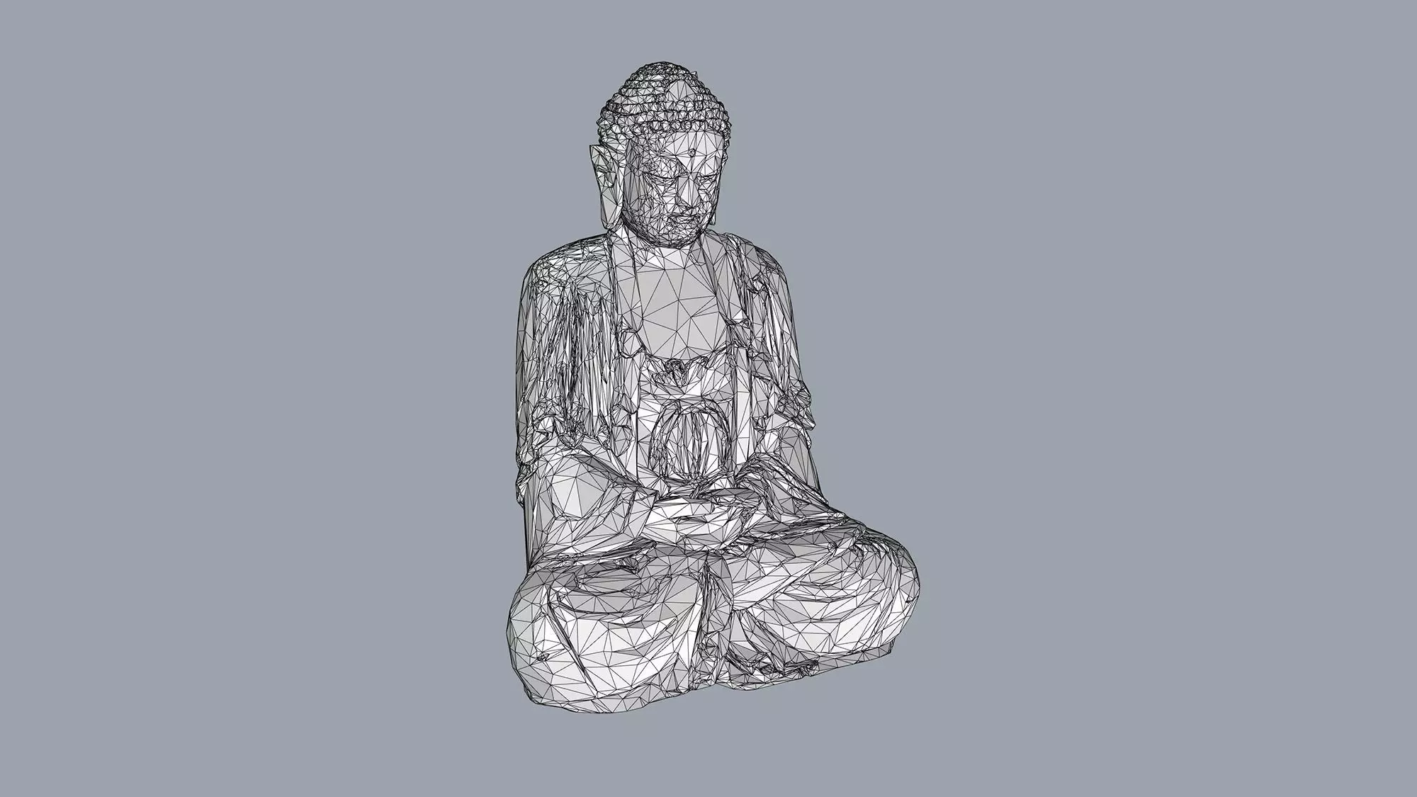Traditional Stone Buddha Statue Low-poly 3D model_7