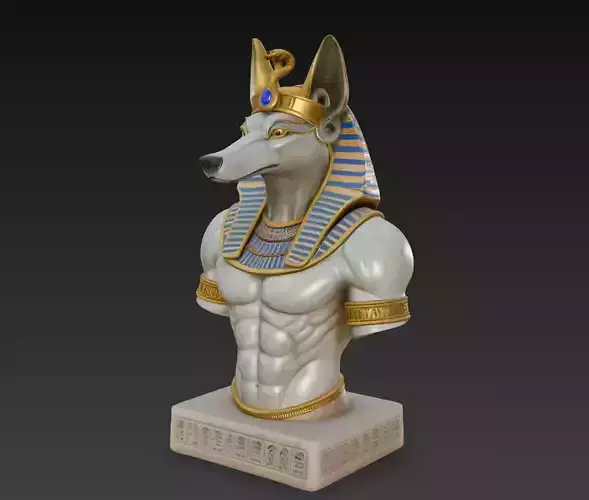 Royal Anubis Sentinel - Egyptian Jackal Warrior Bust 3D Model