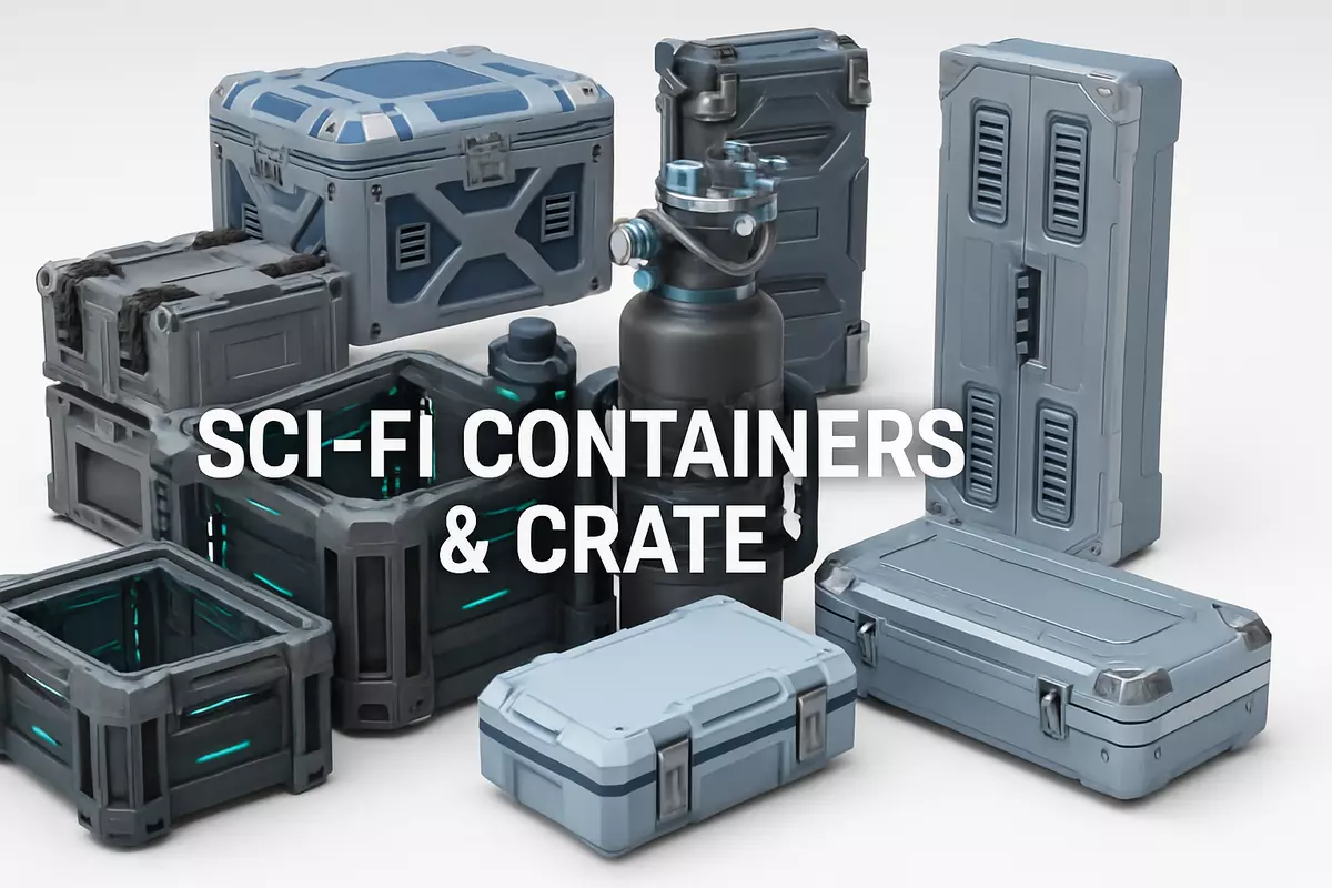 Sci-Fi Crates and Containers Low-poly 3D model