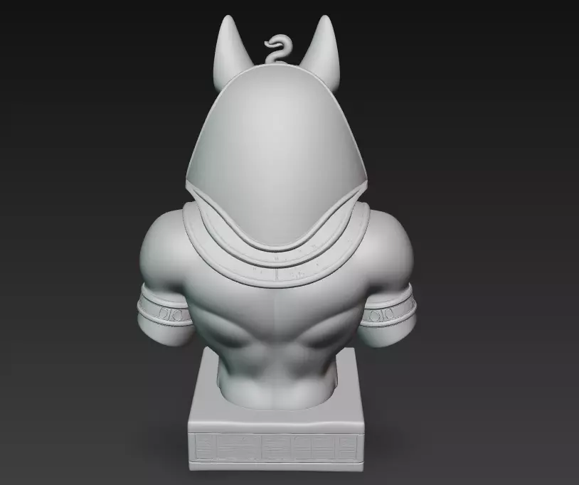 Divine Anubis Guardian - Egyptian Jackal God Bust 3D Model 3D print model_9