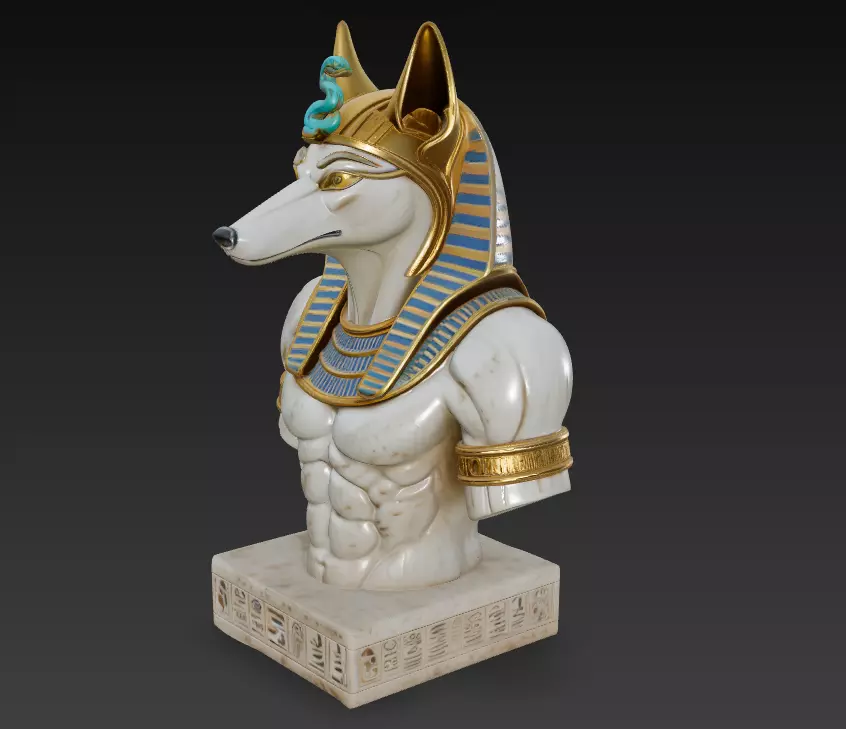 Divine Anubis Guardian - Egyptian Jackal God Bust 3D Model 3D print model_2