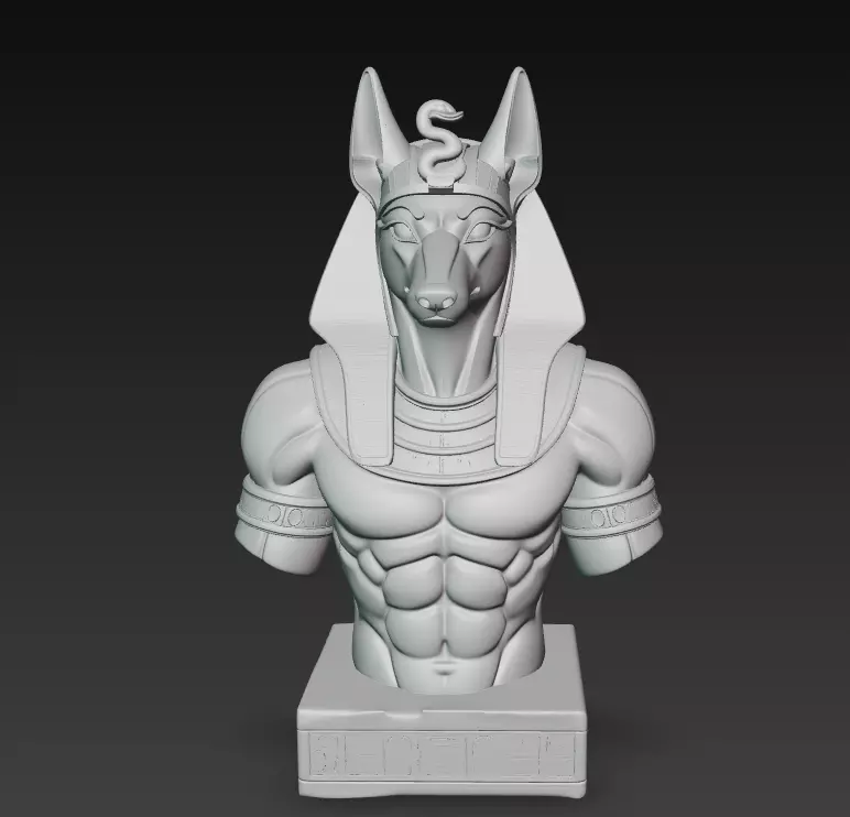 Divine Anubis Guardian - Egyptian Jackal God Bust 3D Model 3D print model_1