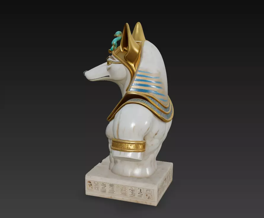 Divine Anubis Guardian - Egyptian Jackal God Bust 3D Model 3D print model_4