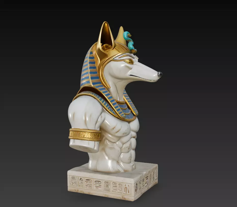 Divine Anubis Guardian - Egyptian Jackal God Bust 3D Model 3D print model_6