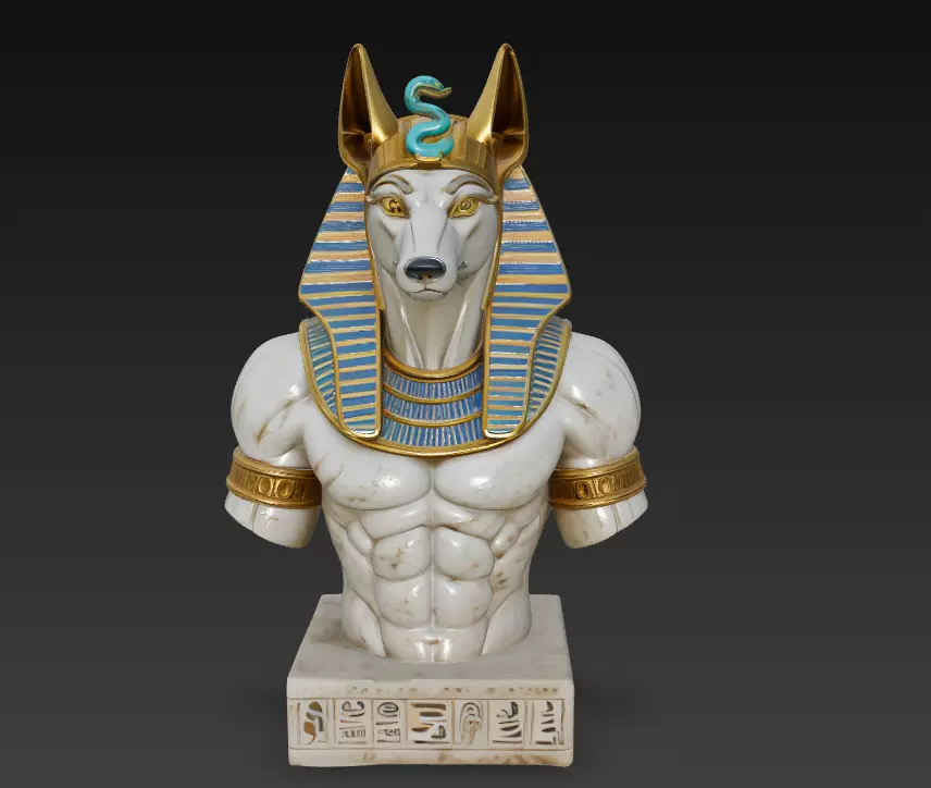 Divine Anubis Guardian - Egyptian Jackal God Bust 3D Model 3D print model_0