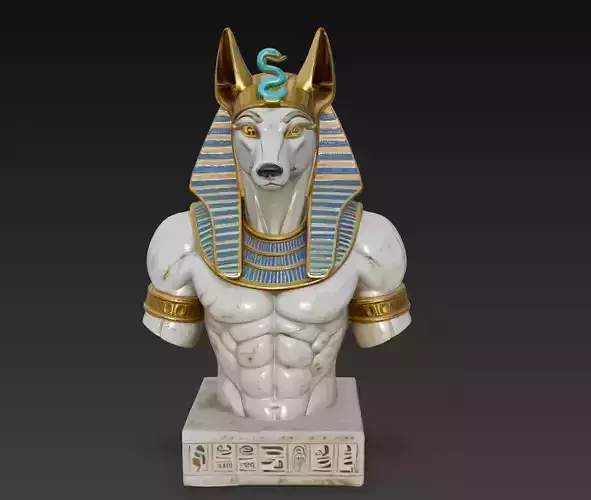 Divine Anubis Guardian - Egyptian Jackal God Bust 3D Model