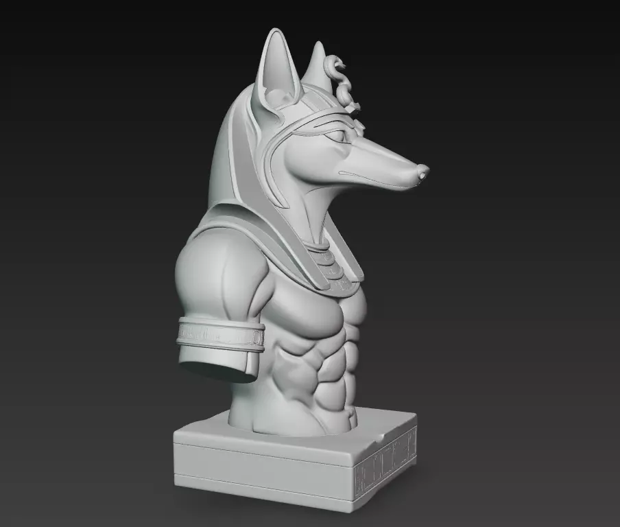 Divine Anubis Guardian - Egyptian Jackal God Bust 3D Model 3D print model_7