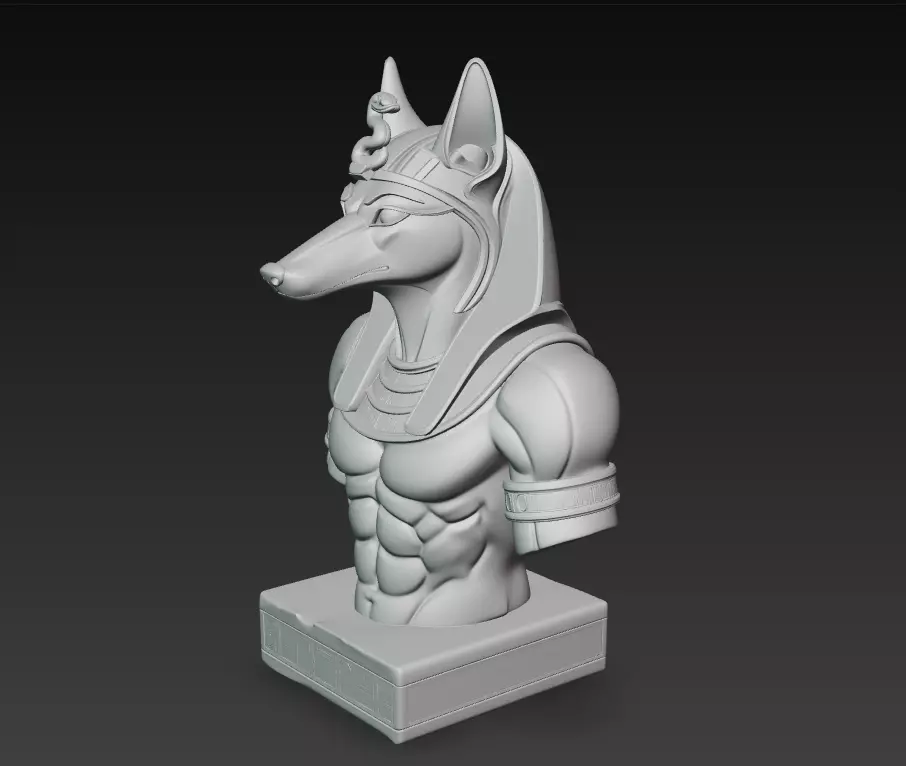 Divine Anubis Guardian - Egyptian Jackal God Bust 3D Model 3D print model_3