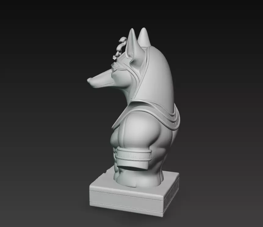 Divine Anubis Guardian - Egyptian Jackal God Bust 3D Model 3D print model_5