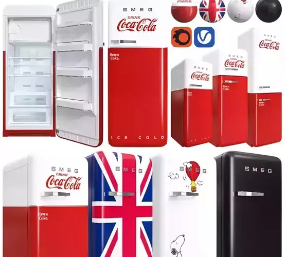 smeg refrigerator set Low-poly 3D model