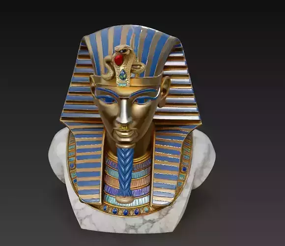 Imperial Pharaoh Bust - Luxurious Golden Egyptian Sculpture 