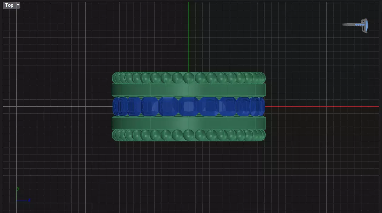 Channel Set Radiant Square eternity ring w bead N05 3036CT EU54 3D print model_6