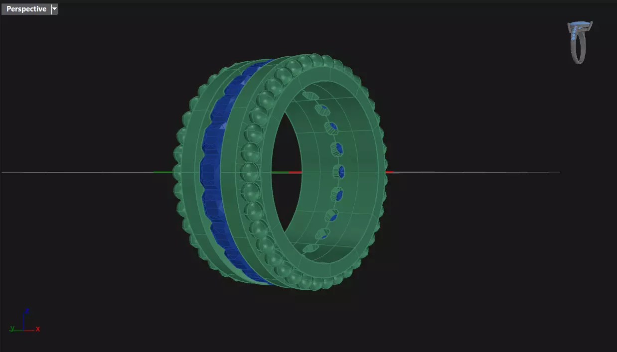 Channel Set Radiant Square eternity ring w bead N05 3036CT EU54 3D print model_5