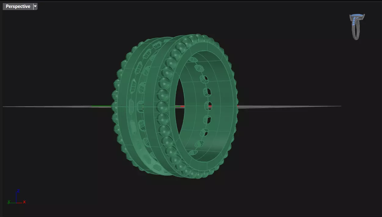 Channel Set Radiant Square eternity ring w bead N05 3036CT EU54 3D print model_9