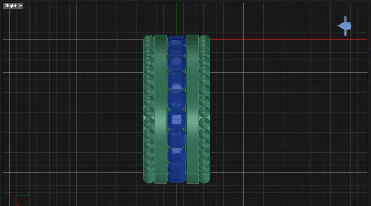 Channel Set Radiant Square eternity ring w bead N05 3036CT EU54 3D print model_8