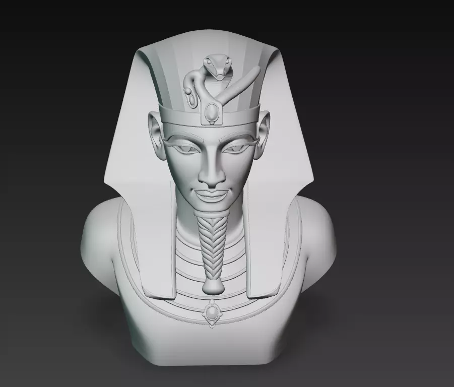 Golden Pharaoh Tutankhamun - Regal Egyptian Bust 3D Model 3D print model_6
