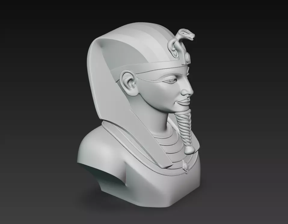 Golden Pharaoh Tutankhamun - Regal Egyptian Bust 3D Model 3D print model_5