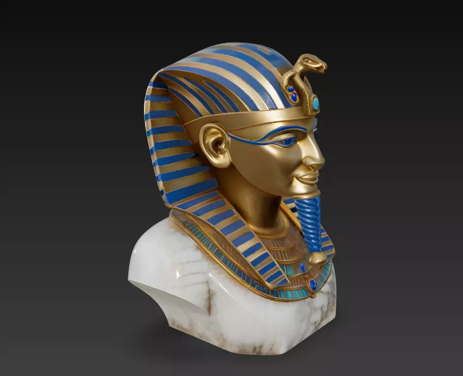 Golden Pharaoh Tutankhamun - Regal Egyptian Bust 3D Model 3D print model_3