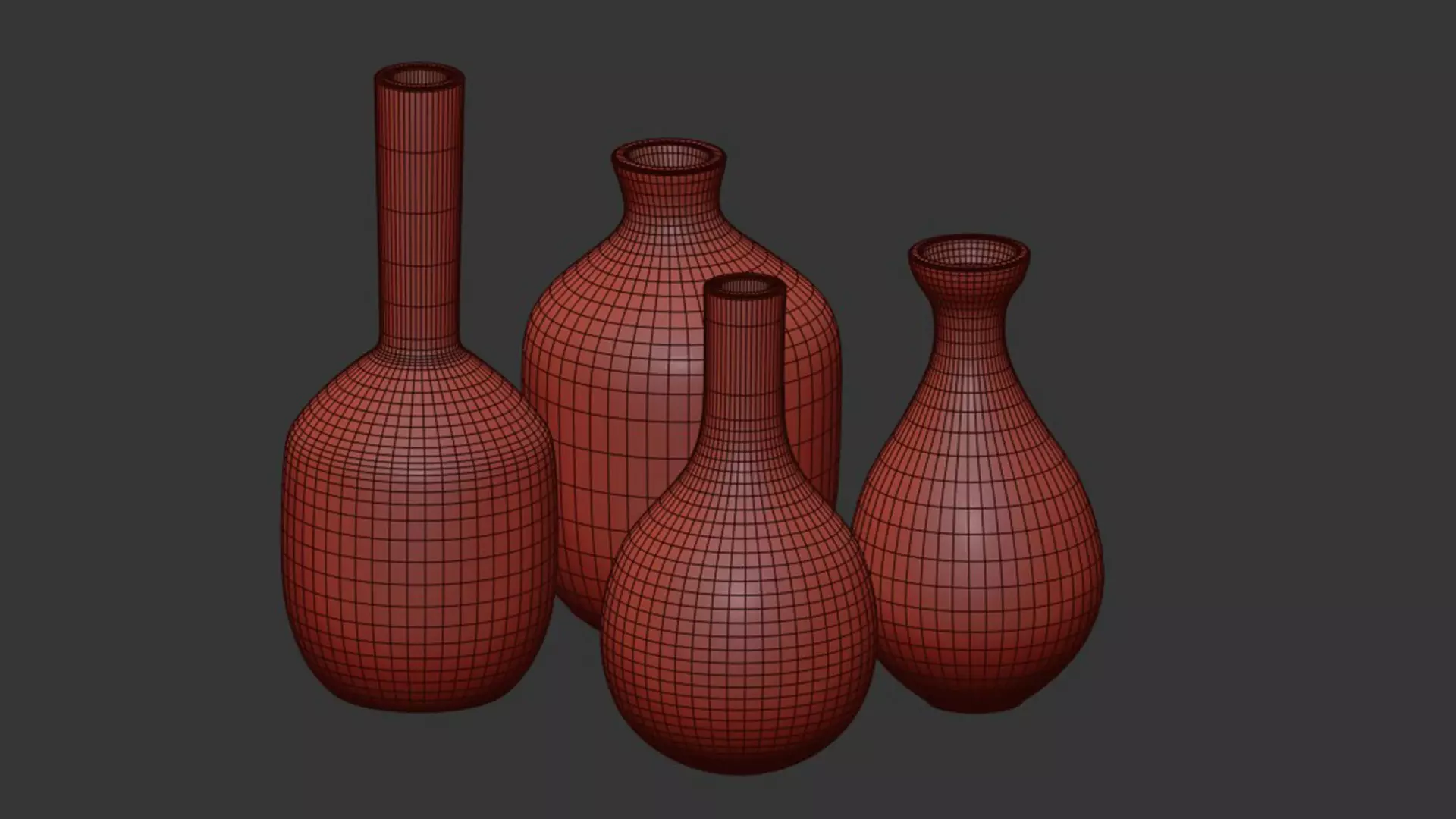 Beige and black ceramic vases 3D model_7