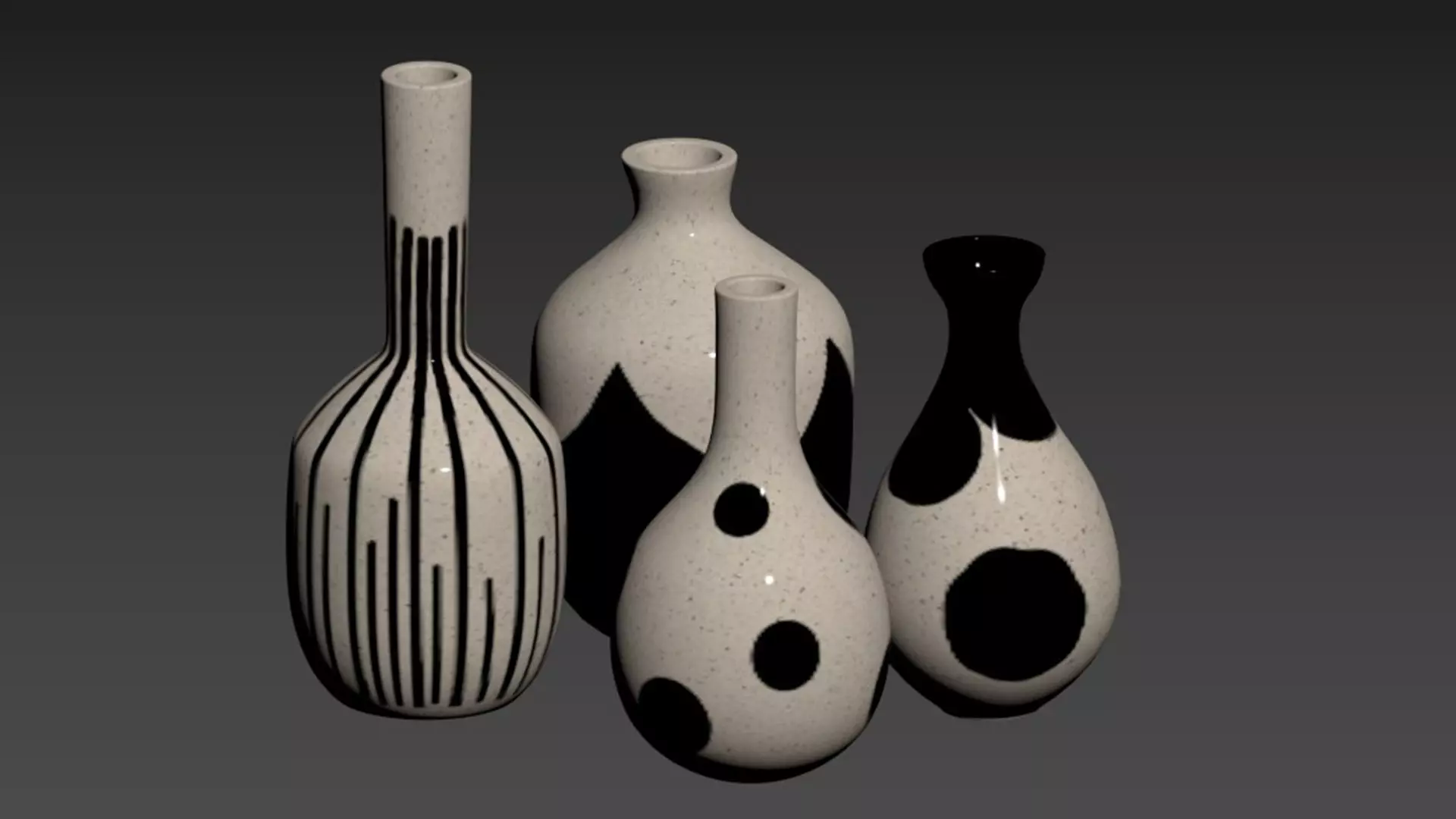 Beige and black ceramic vases 3D model_5