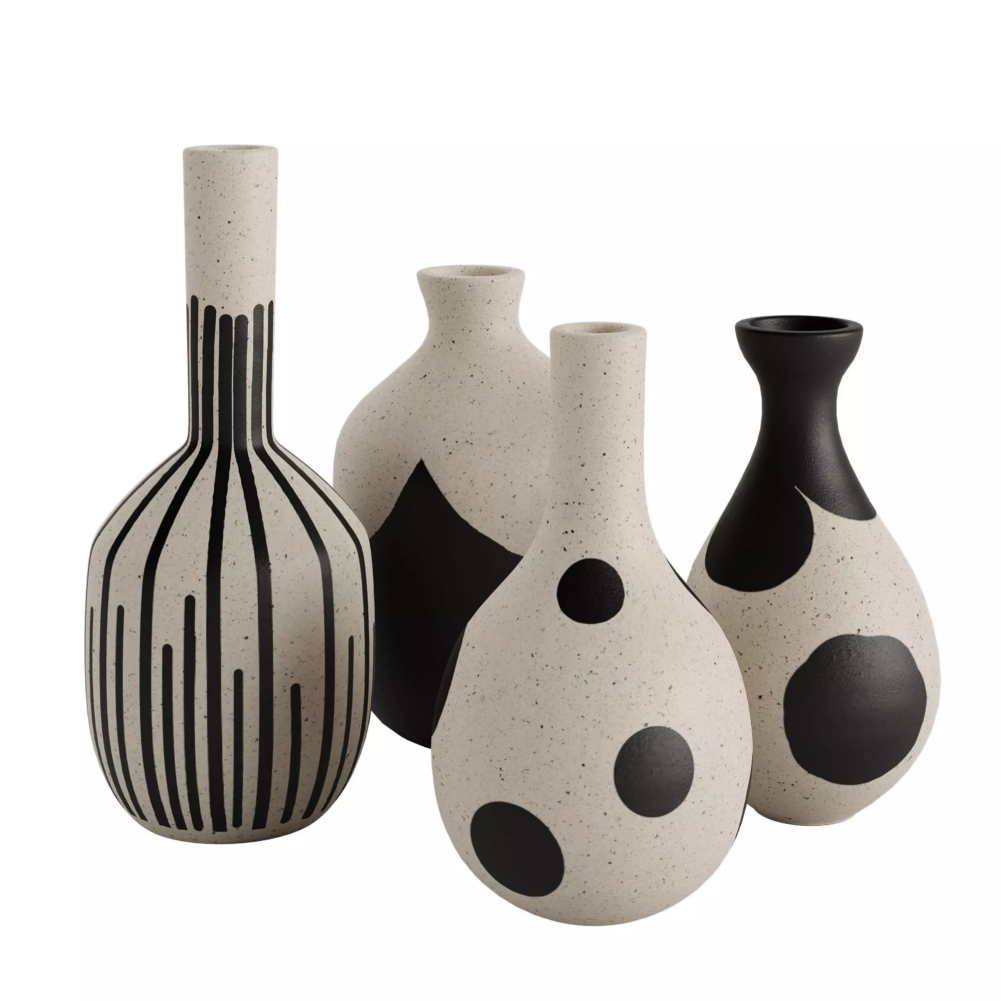 Beige and black ceramic vases 3D model_0